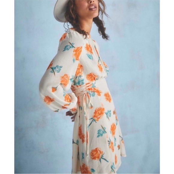 Free People orange floral mini dress - Picture 2 of 13